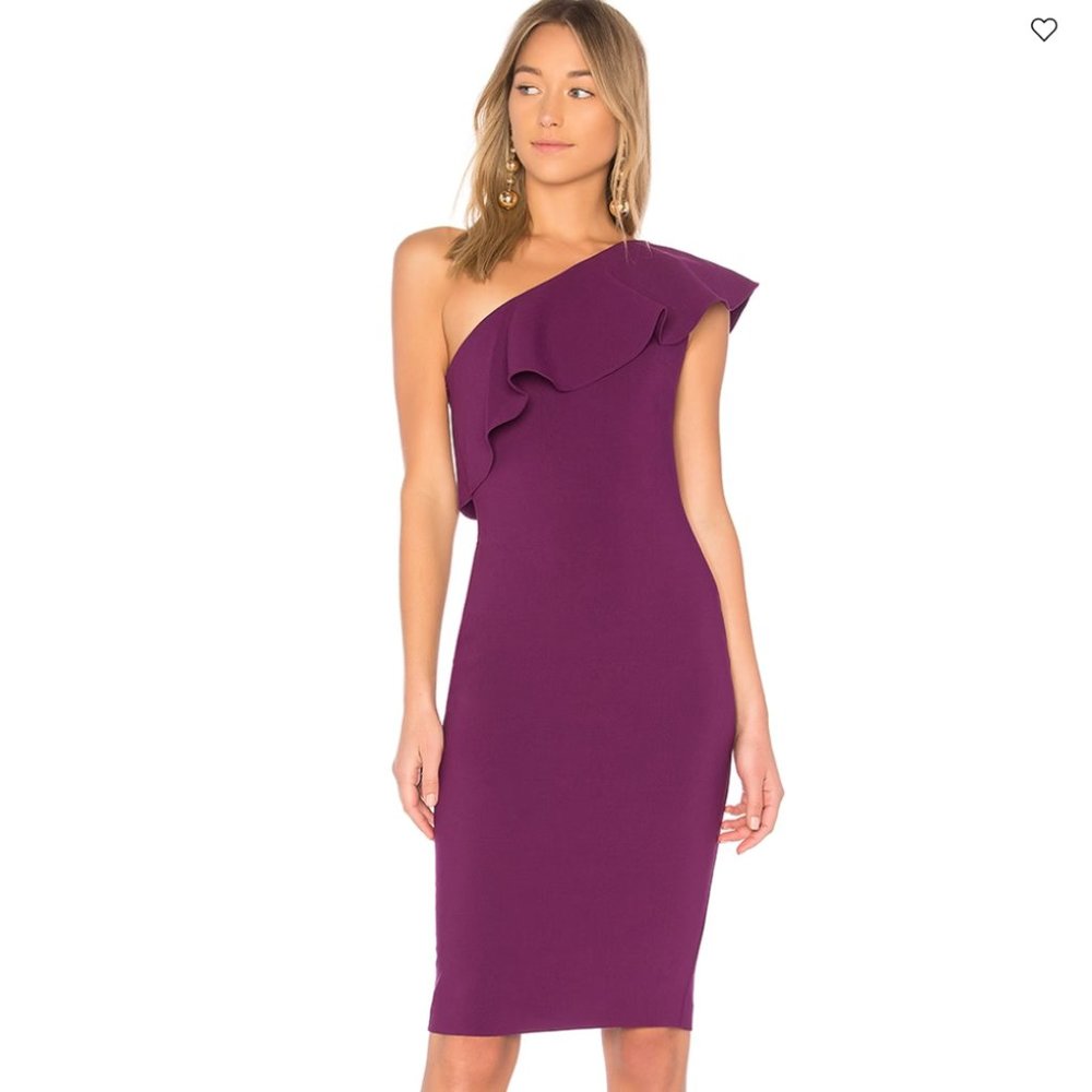 Likely Wilshire One Shoulder Ruffle Dress in Plum sz 4